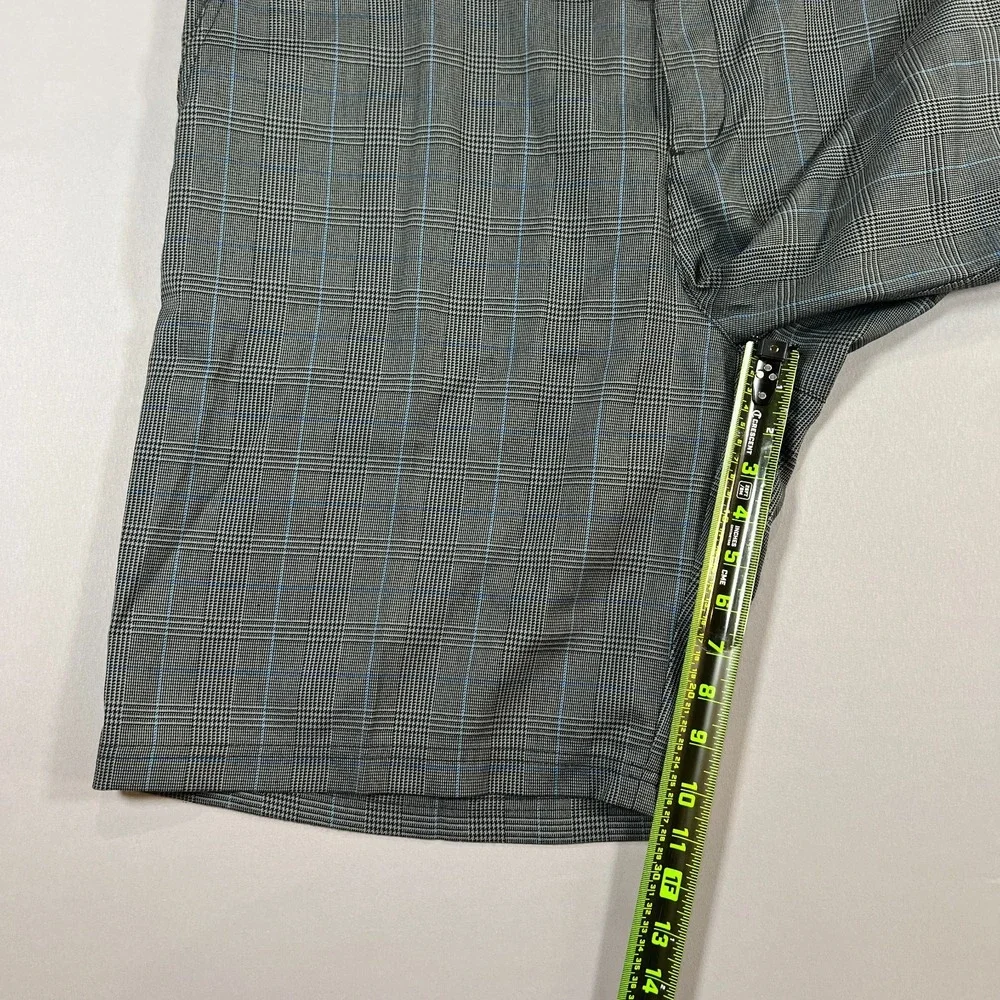 Adidas Golf Shorts Mens 38 Gray Plaid Flat Front High Rise Performance Casual